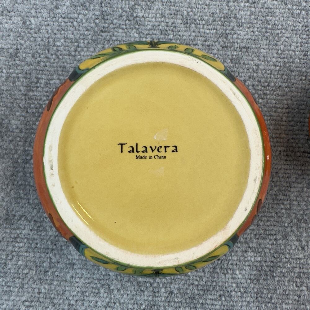 Talavera Ceramic Lidded Canister Hand Painted Orange Green Floral Pottery Jar - Picture 6 of 10